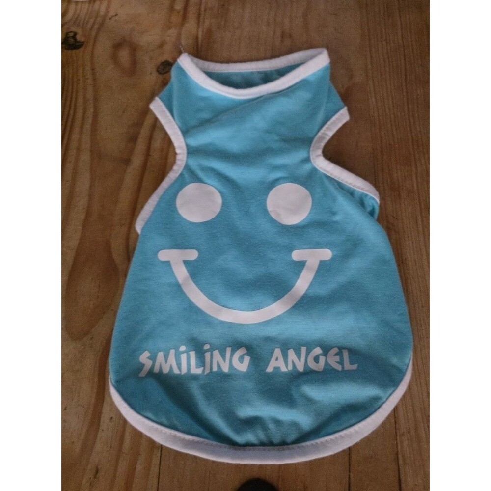 Small Dog Smiley Face T‑Shirt Blue Puppy Shirt Chihuahua Yorkie Pet Clothes